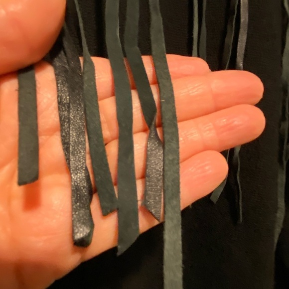 Malandrino Women’s Cashmere Leather Accented Black Turtleneck Sweater Oversized - Picture 4 of 16